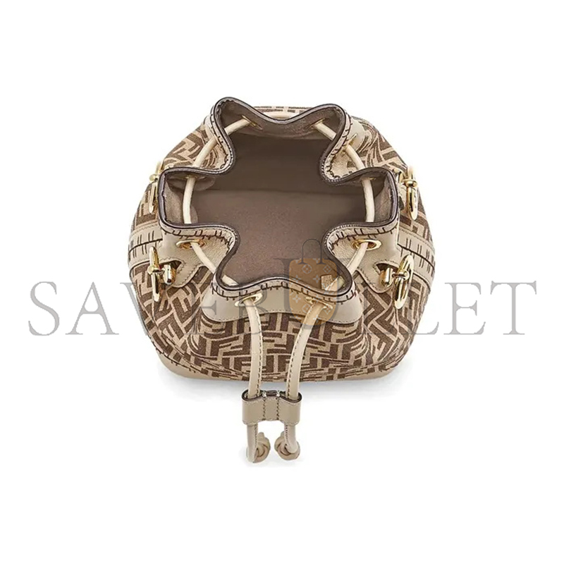 F**di mon tresor bucket bag zucca suede mini brown 8bs010ahjgf1fi0 (18*12*10cm)